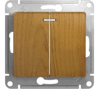 2-клавишный выключатель Systeme Electric GLOSSA с подсветкой, 10АХ, ДЕРЕВО ДУБ GSL000553
