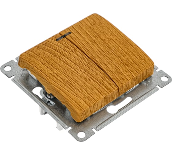 2-клавишный выключатель Systeme Electric GLOSSA с подсветкой, 10АХ, ДЕРЕВО ДУБ GSL000553