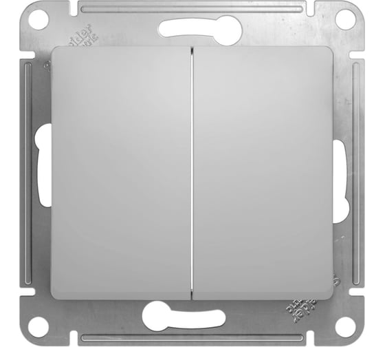 2-клавишный выключатель Systeme Electric GLOSSA 10АХ, АЛЮМИНИЙ GSL000351