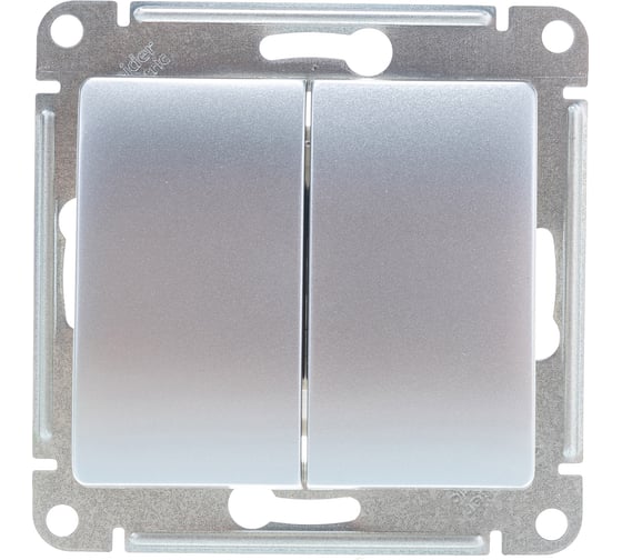 2-клавишный выключатель Systeme Electric GLOSSA 10АХ, АЛЮМИНИЙ GSL000351