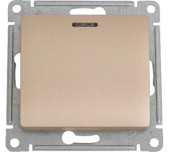 1-клавишный переключатель Systeme Electric GLOSSA с подсветкой, 10АХ, ТИТАН GSL000463 1