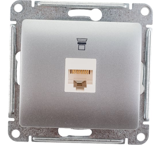 Компьютерная розетка Systeme Electric GLOSSA RJ45 категории 5E, АЛЮМИНИЙ GSL000381K