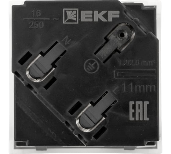 Розетка EKF 45x45 с зазем. 45 градусов, быстрозажимные клеммы, белая E2MR16-028-10-45-SL