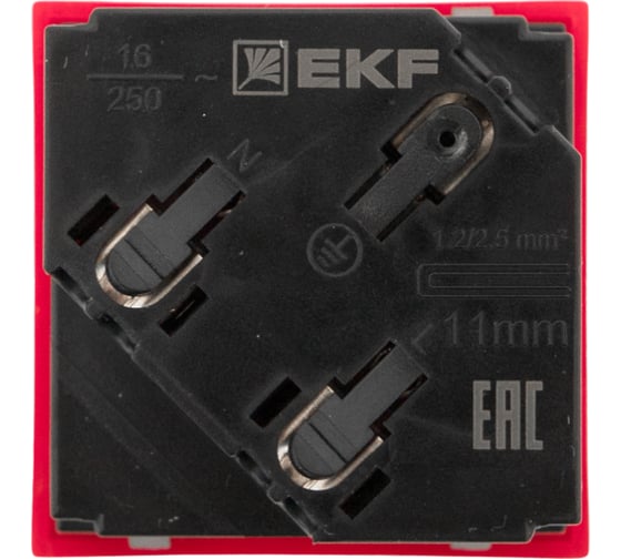 Розетка EKF 45x45 с зазем. 45 градусов, быстрозажимные клеммы, красная E2MR16-028-70-45-SL