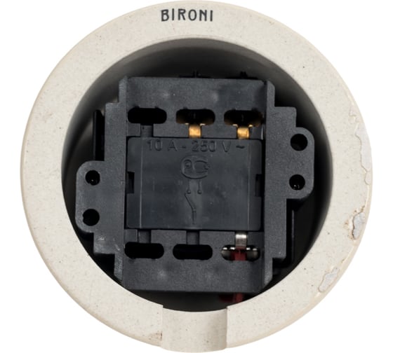 Выключатель 1 клавишный Bironi проходной, керамика, цвет Песочное золото B1-201-04