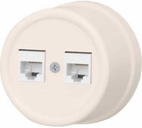 Розетка RJ45 Bironi информационная двойная, керамика, цвет Песочное золото B1-302-04