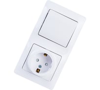 Блок розетка с заземлением со шторками + 1клавишный выключатель Systeme Electric GLOSSA БЕЛЫЙ GSL000170