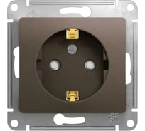 Розетка Systeme Electric GLOSSA с заземлением, со шторками, 16А, ШОКОЛАД GSL000845