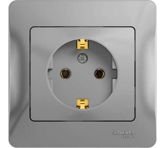 Розетка Systeme Electric GLOSSA с заземлением, 16А, АЛЮМИНИЙ GSL000342