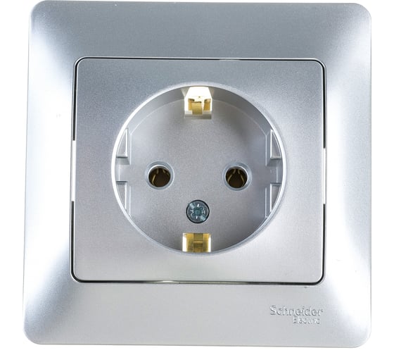 Розетка Systeme Electric GLOSSA с заземлением, 16А, АЛЮМИНИЙ GSL000342