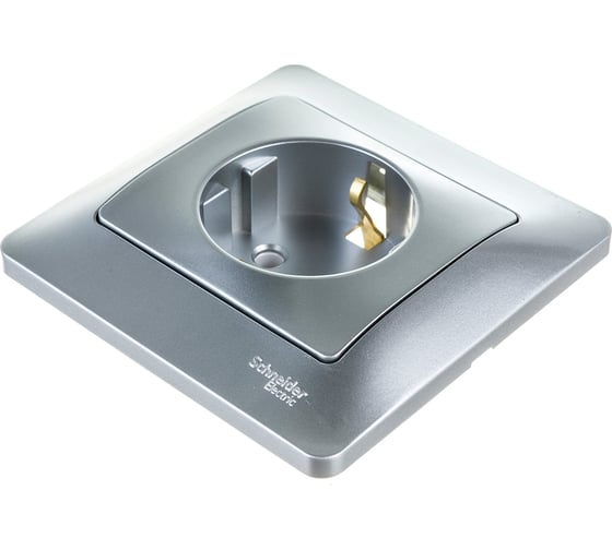 Розетка Systeme Electric GLOSSA с заземлением, 16А, АЛЮМИНИЙ GSL000342