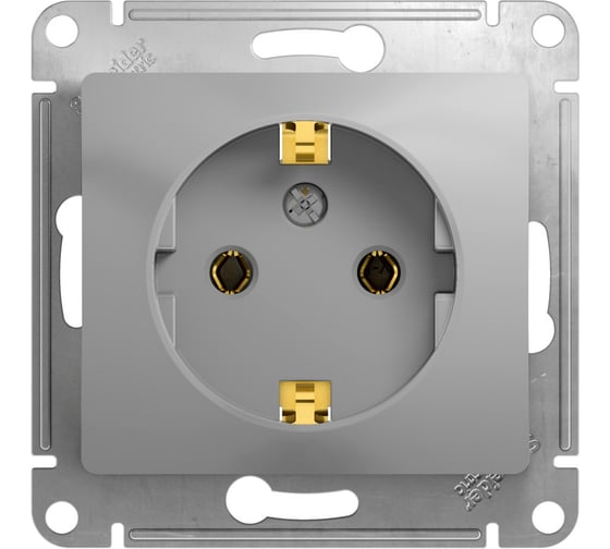 Розетка Systeme Electric GLOSSA с заземлением, 16А, АЛЮМИНИЙ GSL000343