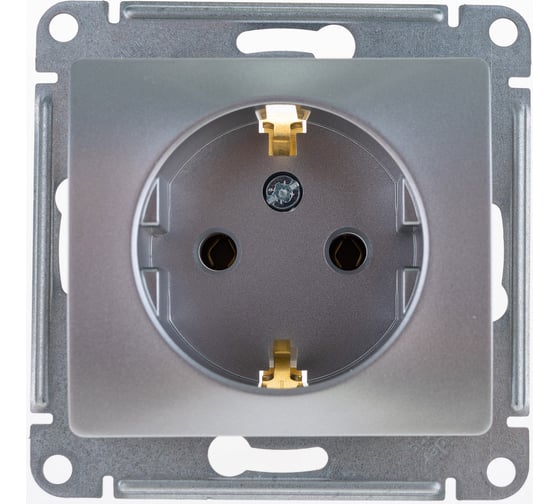 Розетка Systeme Electric GLOSSA с заземлением, 16А, АЛЮМИНИЙ GSL000343