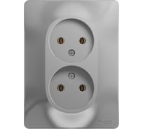 Розетка Systeme Electric (Schneider Electric) GLOSSA двойная без заземления,16А, алюминий GSL000320