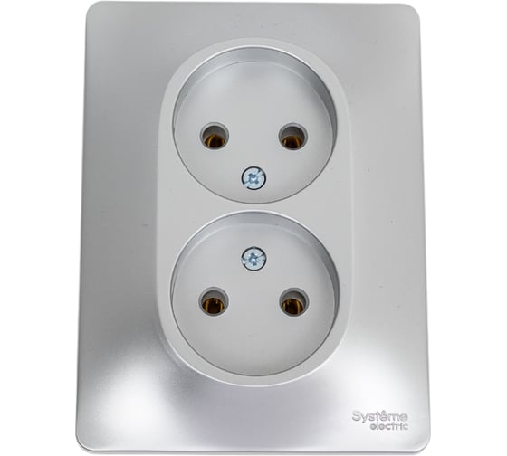 Двойная розетка Systeme Electric GLOSSA без заземления, 16А, АЛЮМИНИЙ GSL000320