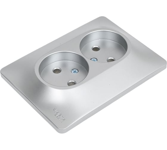 Двойная розетка Systeme Electric GLOSSA без заземления, 16А, АЛЮМИНИЙ GSL000320