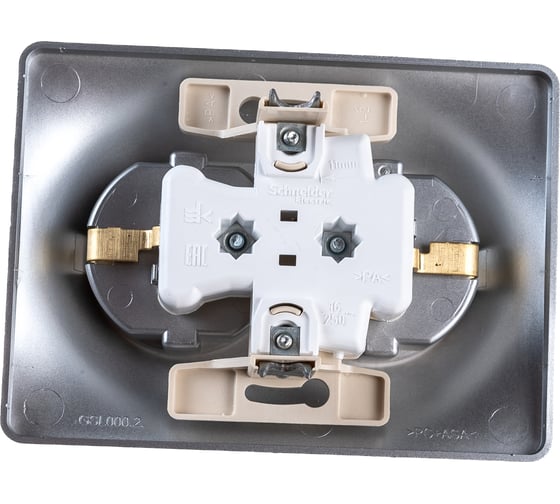 Двойная розетка Systeme Electric GLOSSA с заземлением, 16А, АЛЮМИНИЙ GSL000324