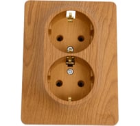 Розетка Systeme Electric (Schneider Electric) GLOSSA двойная с заземлением, 16А, дерево дуб GSL000524