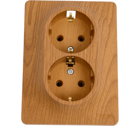 Розетка Systeme Electric (Schneider Electric) GLOSSA двойная с заземлением, 16А, дерево дуб GSL000524 1