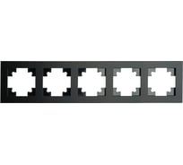 Рамка 5-местная STEKKER GFR00-7005-05М стекло, серия Катрин, черный матовый 49604