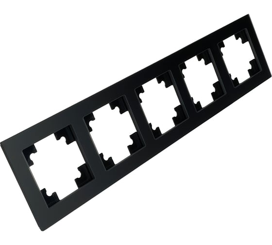 Рамка 5-местная STEKKER GFR00-7005-05М стекло, серия Катрин, черный матовый 49604