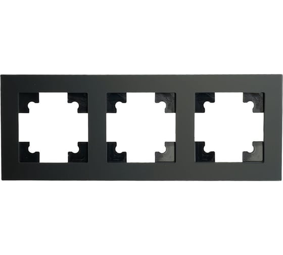 Рамка 3-местная STEKKER GFR00-7003-05М стекло, серия Катрин, черный матовый 49602 1