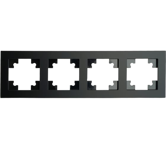 Рамка STEKKER GFR00-7004-05М 4-местная, стекло, серия Катрин, черный матовы 49603 1