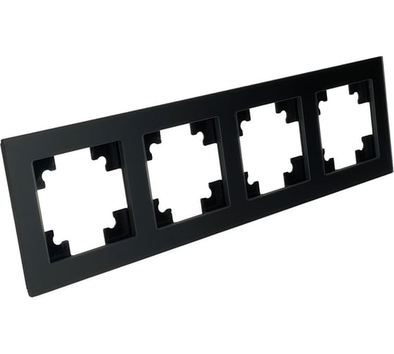 Рамка STEKKER GFR00-7004-05М 4-местная, стекло, серия Катрин, черный матовы 49603 1