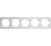 Рамка STEKKER GFR00-7005-01M 5-местная, стекло, серия Катрин, белый матовы 49598