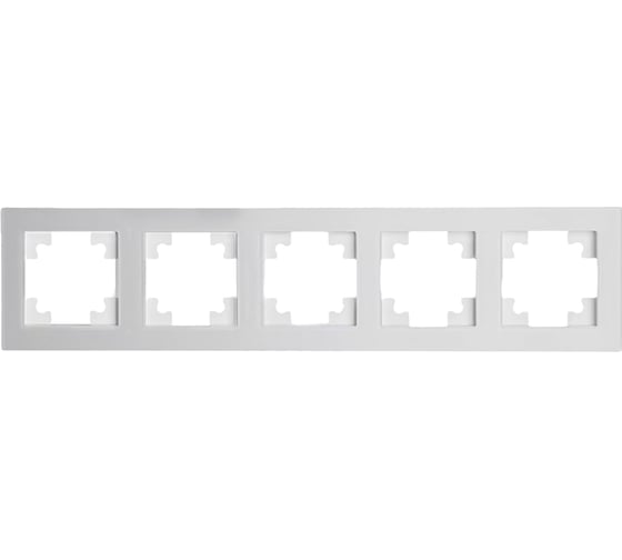 Рамка STEKKER GFR00-7005-01M 5-местная, стекло, серия Катрин, белый матовы 49598 1
