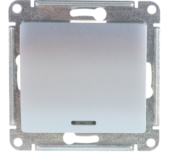 1-клавишный выключатель Systeme Electric GLOSSA 10AX с подсветкой алюминий GSL000313