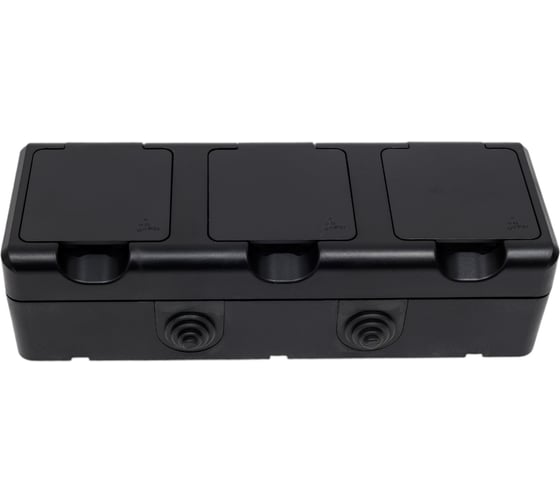3-местная розетка TOKOV ELECTRIC  ОП Dita 16А, IP54, 250В, с заземлением, с крышкой, карбон TKL-DT-R3Z-C14-IP54