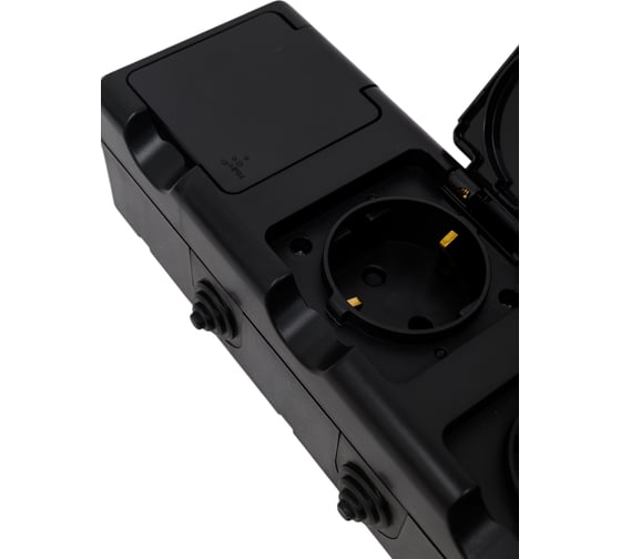 3-местная розетка TOKOV ELECTRIC  ОП Dita 16А, IP54, 250В, с заземлением, с крышкой, карбон TKL-DT-R3Z-C14-IP54
