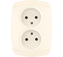 2-местная розетка EKF Париж, без заземления, 10А, бежевая, Simple SQ ESR10-102-20