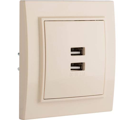 2-местная розетка USB EKF Минск СП 2,1А бежевая ERR-2USB-200