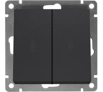 Проходной двухклавишный выключатель UNIVersal серия "Афина ", скрытой установки, 10А, 220В, графит, еврослот A0026-Gr