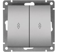 Проходной двухклавишный выключатель UNIVersal серия "Афина ", скрытой установки, 10А, 220В, серебро, еврослот A0026-S
