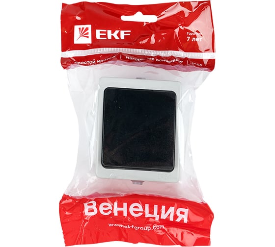 1-клавишный выключатель EKF Венеция 10А, IP54, серый SQEVV10-021-30-54
