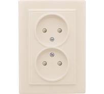 Розетка EKF Минск, 2-местная, СП, без заземления, 10А, бежевый, с защитными шторками SQ ERR10-102-200