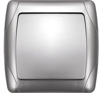 Выключатель UNIVersal одноклавишный серия "Маргарита", с/у, 10А, 220В, серебро(еврослот) М0021-S