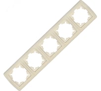 Рамка UNIVersal пятиместная горизонтальная серия "Маргарита" слоновая кость (ivory) (еврослот) 1084-I