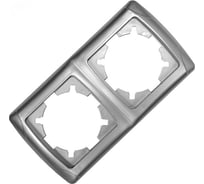 Рамка UNIVersal двухместная горизонтальная серия "Маргарита" серебро (еврослот) МР002Г-S