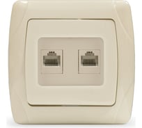 Розетка UNIVersal компьютерная двухместная серия "Маргарита",с/у, 1А, RJ45, слоновая кость (ivory) (еврослот) 1083-I