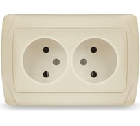 Розетка UNIVersal двухместная серия "Маргарита" б/з, с/у, 16А, 220В, слоновая кость (ivory) (еврослот) М0102-I