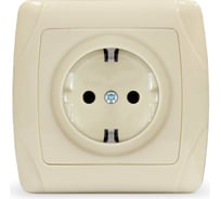 Розетка UNIVersal одноместная серия "Маргарита" с/з, с/у, 16А, 220В, слоновая кость (ivory) (еврослот) М0028-I