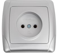 Розетка UNIVersal одноместная серия "Маргарита" б/з, с/у, 16А, 220В, серебро (еврослот) М0022-S