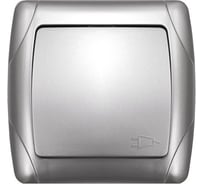 Розетка UNIVersal одноместная с крышкой серия "Маргарита" с/з, с/у, 16А, 220В, серебро (еврослот) М0029-S