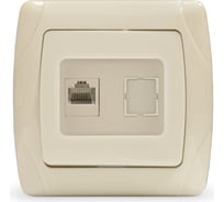 Розетка UNIVersal компьютерная одноместная серия "Маргарита",с/у, 1А, RJ45, слоновая кость (ivory) (еврослот) М0035-I