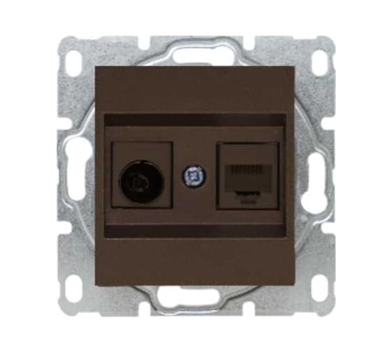 Розетка Vesta Electric Roma CHOCO для сетевого кабеля LAN + TV без рамки FRZ00070042TKR