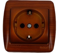 Розетка Lezard DEMET с заземлением, махагон 711-0500-122